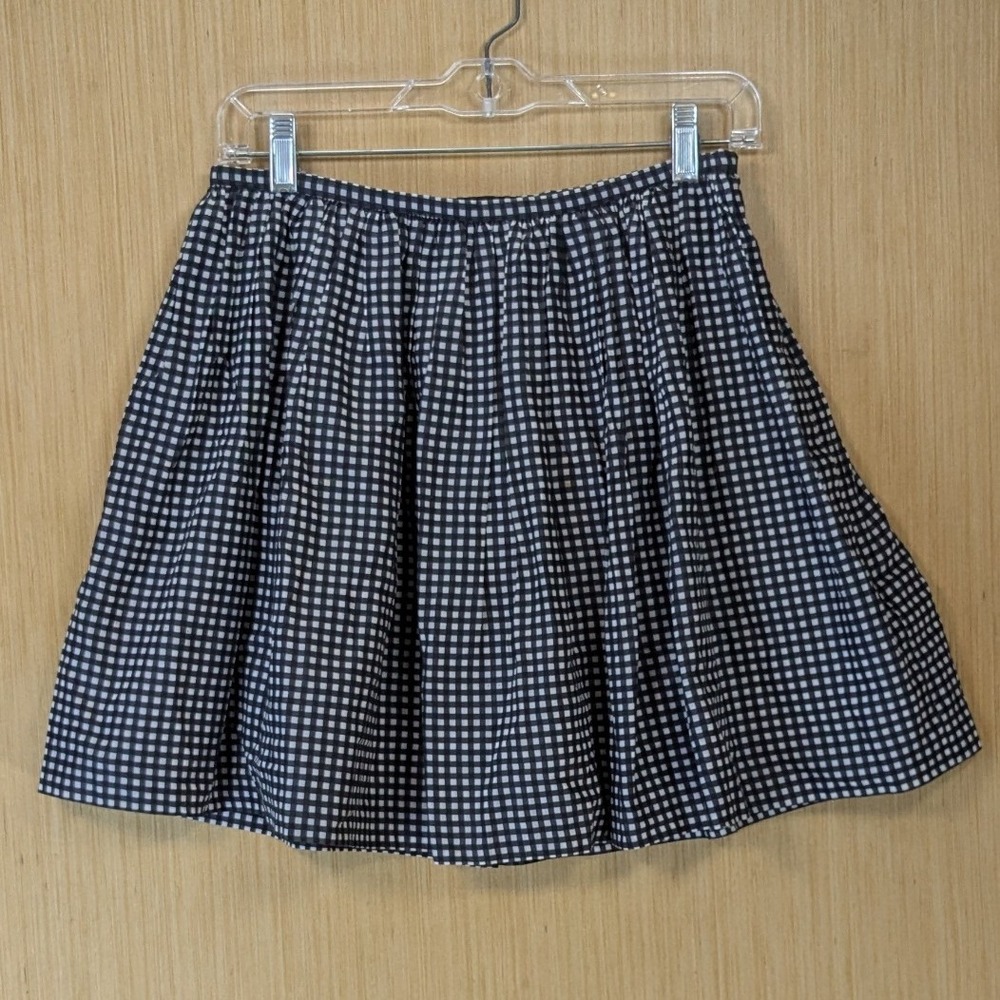 Madewell Gingham Preppy Schoolgirl Dark Academia Mini Skirt 2 Black White Plaid